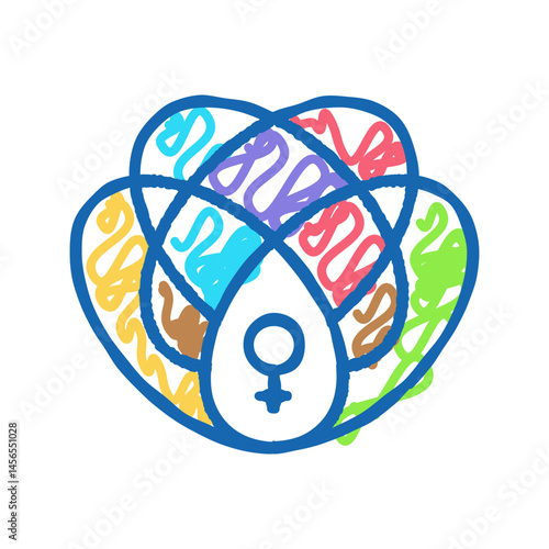 intersectional feminism woman icon doodle illustration