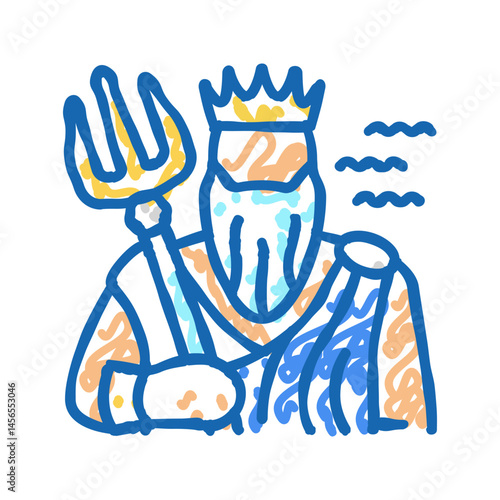 poseidon greek god mythology icon doodle illustration