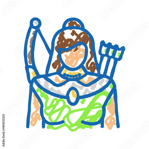 artemis greek god ancient icon doodle illustration