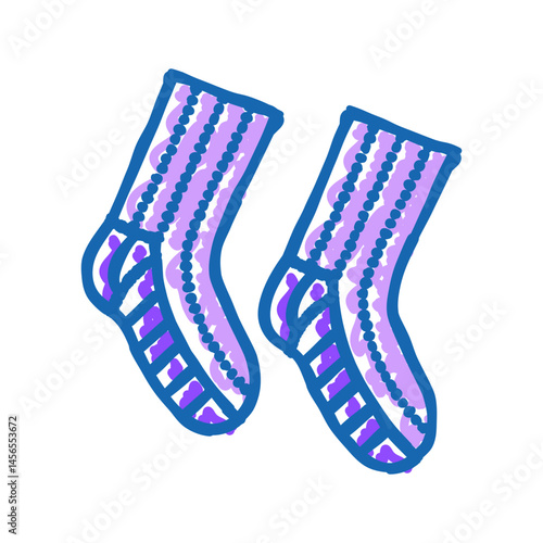 socks knitting wool icon doodle illustration