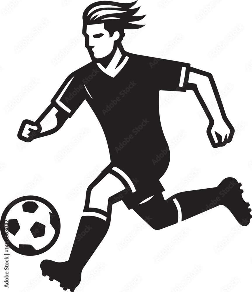 Black and White Vector Illustrations of Football Players Black and White Vector Illustrations of Football Players