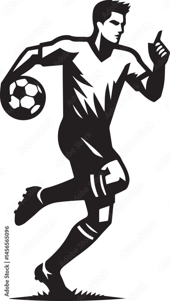 Fototapeta premium Black and White Vector Illustrations of Football Players