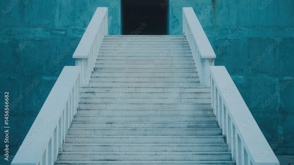 Stairs Leading to an Open Door in a Minimalist Architecture Setting Stairs Leading to an Open Door in a Minimalist Architecture Setting