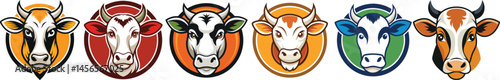 set of cow head logos