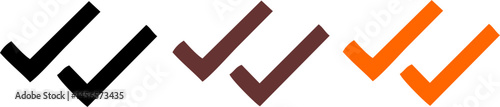 check list icon set. approved symbol, checked checkbox mark, checkmark set, editable line.	