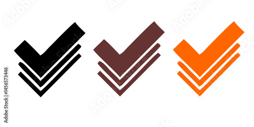 check list icon set. approved symbol, checked checkbox mark, checkmark set, editable line.	