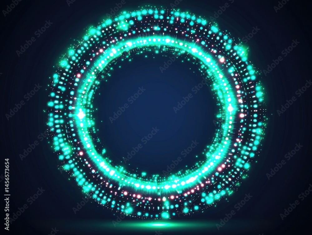 Glowing Circular Light Pattern with Sparkling Effects and Details Glowing Circular Light Pattern with Sparkling Effects and Details