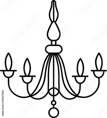 chandelier icon line art vector illustration
