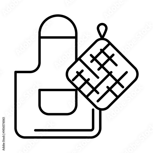 Apron and potholder icon. Home decor element thin line illustration.