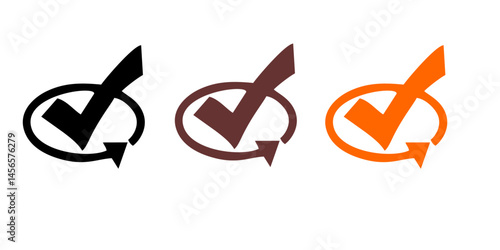 check list icon set. approved symbol, checked checkbox mark, checkmark set, editable line.	