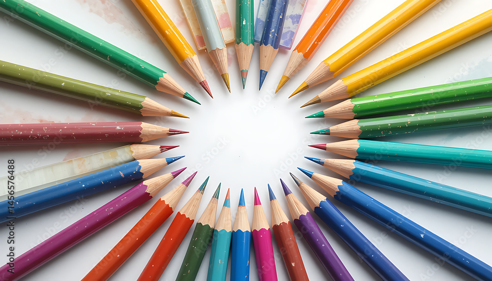 Colorful Pencils Arranged in Circle Colorful Pencils Arranged in Circle