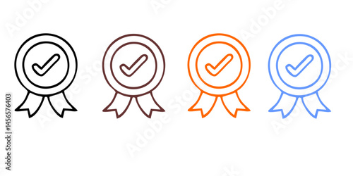 check list icon set. approved symbol, checked checkbox mark, checkmark set, editable line.	