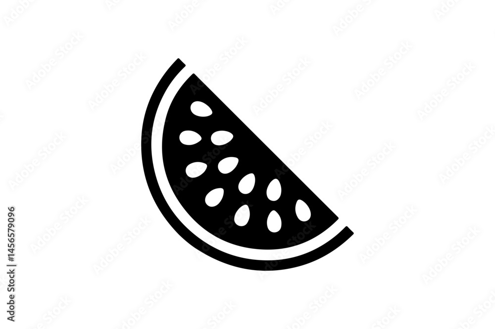 Black silhouette of a watermelon slice with seeds Black silhouette of a watermelon slice with seeds
