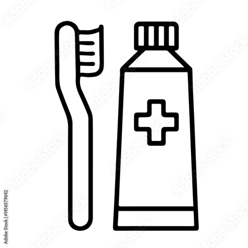 Toothbrush with paste icon on white background vector
Vector icon