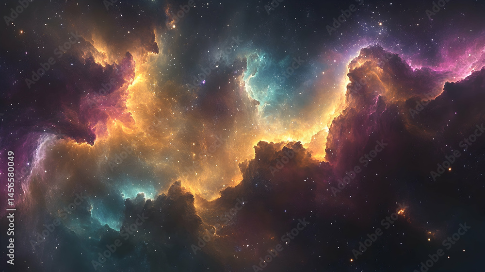 Fototapeta premium A swirling nebula of vibrant cosmic clouds.