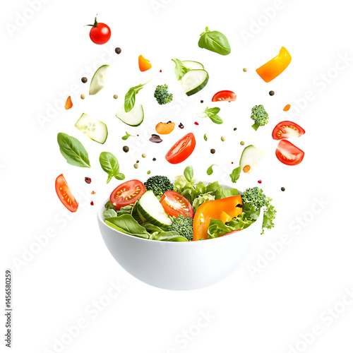 flying salad vegetables 
