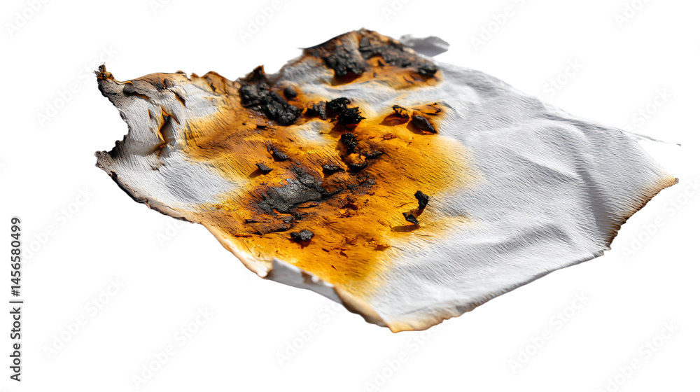 Fototapeta premium a burnt piece of paper on a table