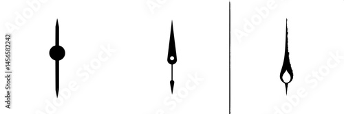 Vector illustration icons of clock hands in black and white design for graphics and digital projects
