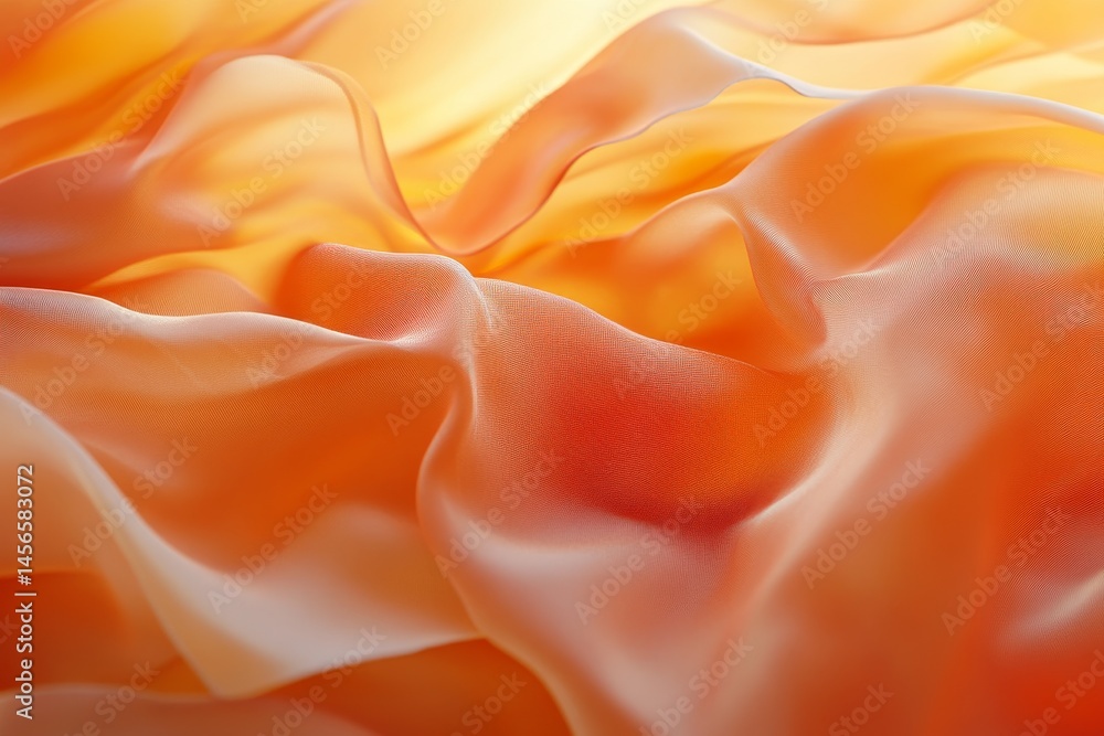 Fototapeta premium Radiant, flowing fabric with warm, light orange tones.