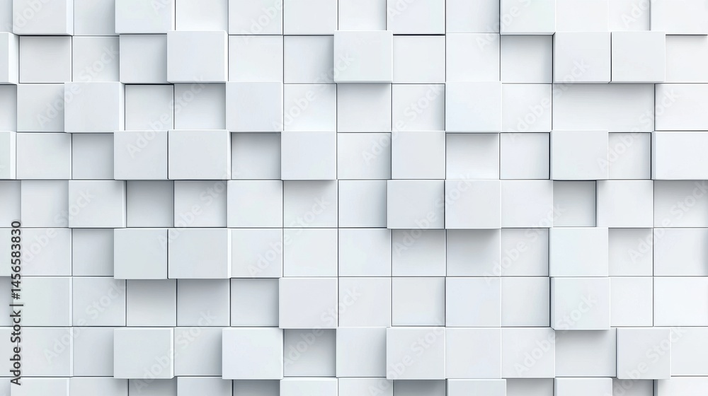 Abstract Background with 3D Cube Pattern in White Color Tone Abstract Background with 3D Cube Pattern in White Color Tone