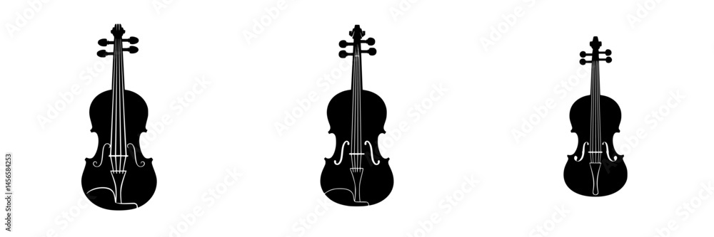 Fototapeta premium Vector illustration of black and white violins showcasing three different designs