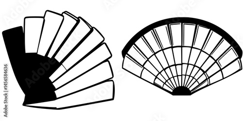 Vector illustration of decorative hand fans showcasing unique designs and patterns for art and craft projects