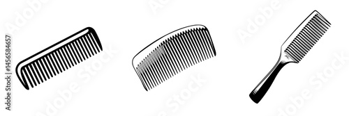 Vector illustration of three different types of combs designed for hair grooming in a simple and stylish manner