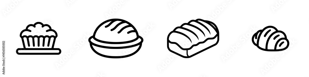 Fototapeta premium Delicious baked goods vector illustration featuring various pastries and desserts in a simple design