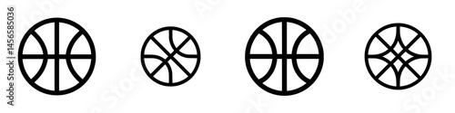Basketball icon vector illustrations showcasing different designs and styles for sports-related graphics and projects