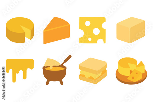 Cheese Icon Set for Dairy Food Design and Culinary Projects