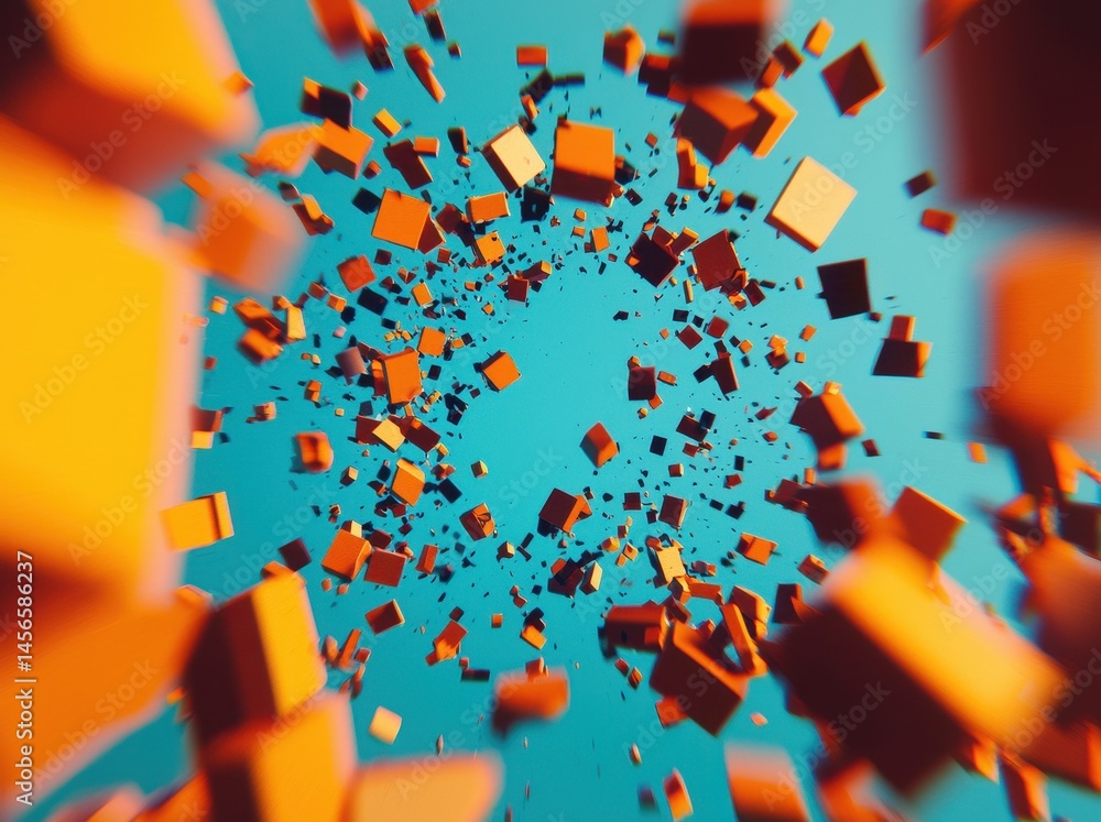 Obraz premium Colorful 3D Cubes in Motion Creating Dynamic Abstract Background