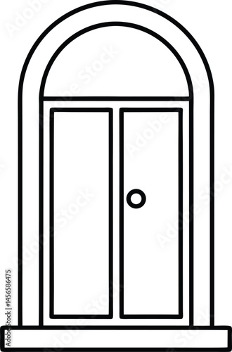 door icon line art vector illustration