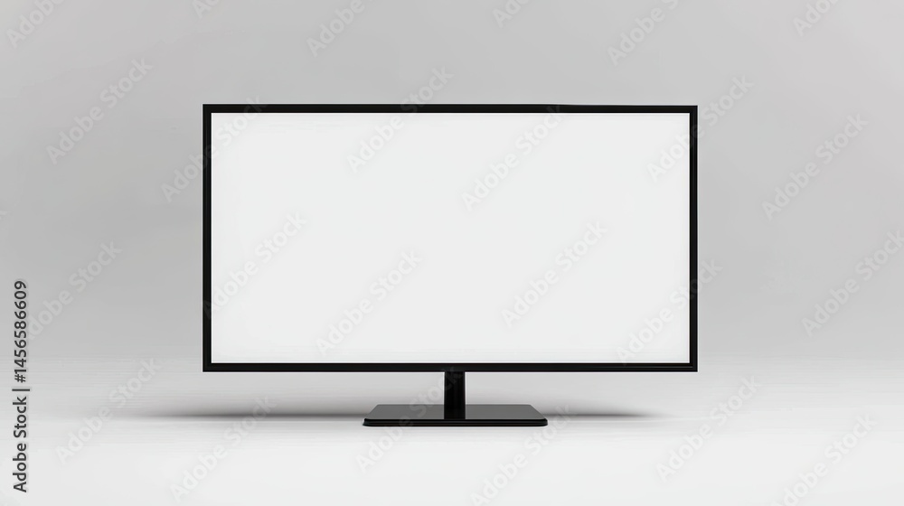 Minimalist Blank Flat Screen Monitor on White Background Minimalist Blank Flat Screen Monitor on White Background