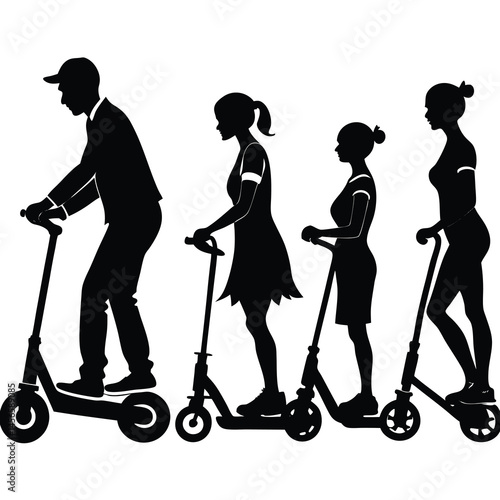 Scooter Riders Silhouette – Urban Transportation Illustration