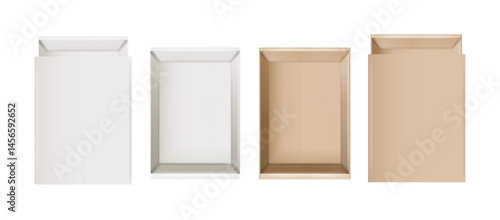 Matchbox, empty package for match sticks in top and perspective view. Realistic mockup of 3d blank box. Stages of burning the match. Symbol of ignition burning. Vector