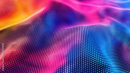 Wallpaper Mural 3D abstract mesh fabric with pink and blue waves. Textured and fluid design. Background image of red and blue gradient color with flowing fabric pattern background. Liquid texture design. AIG51. Torontodigital.ca