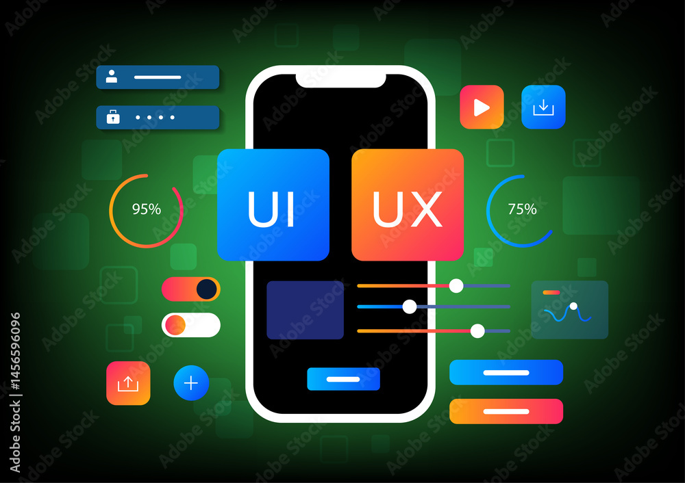 Fototapeta premium 3D Vector illustration of flat style UI or UX design.