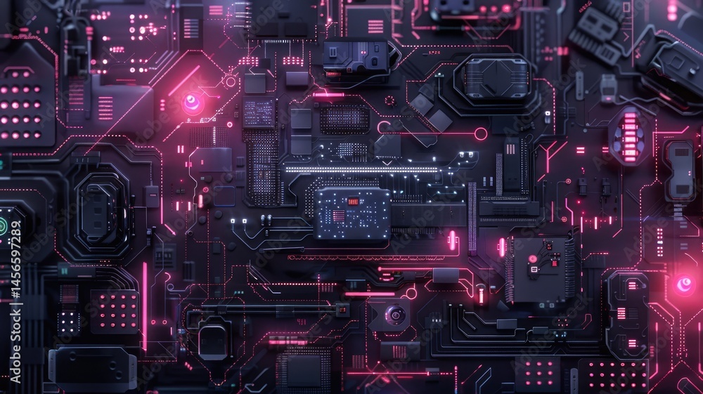 Abstract of chip on complex circuit with digital technology style design and the electric light graphic show dynamic movement represent about processor algorithm process on high tech device. AIG53. Abstract of chip on complex circuit with digital technology style design and the electric light graphic show dynamic movement represent about processor algorithm process on high tech device. AIG53.