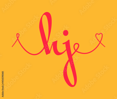 HJ initial wedding monogram calligraphy vector illustration. Hand drawn lettering h and j love logo design for valentines day poster, greeting card