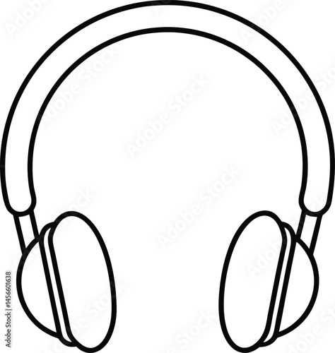 headphones sticker icon line art vector illustration