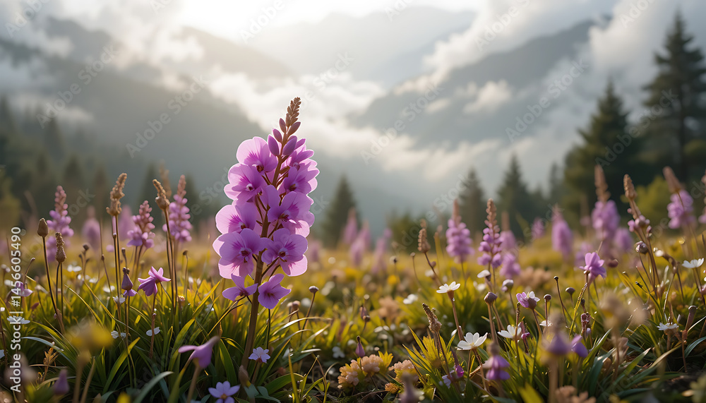 Obraz premium Purple Flower in Mountain Meadow