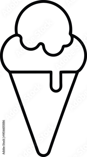 ice cream cone sticker icon line art vector illustration