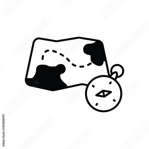 Map and Compass vector icons stock illustration