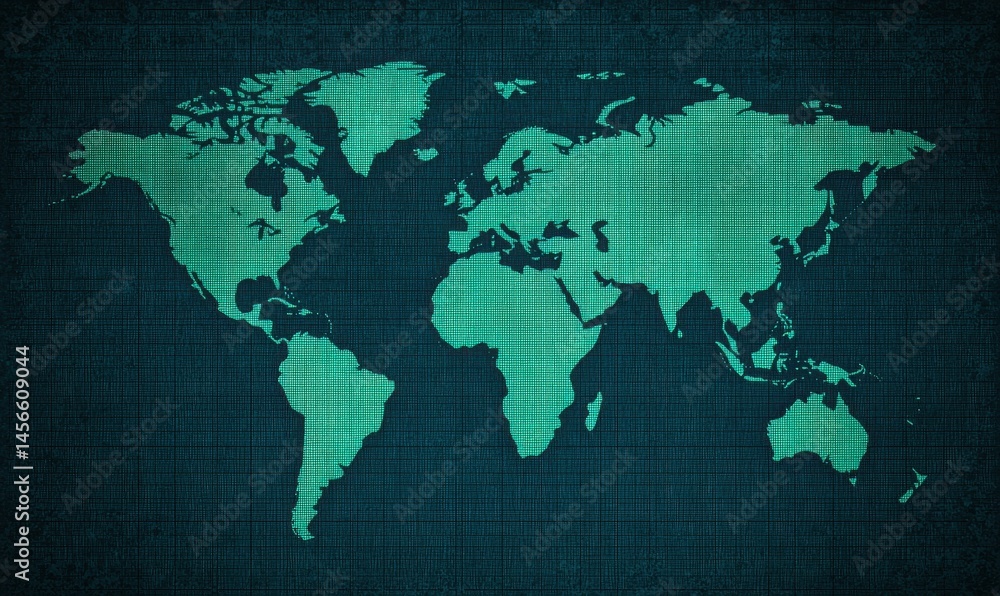 Global Map with Abstract Geometric Design in Shades of Green Global Map with Abstract Geometric Design in Shades of Green