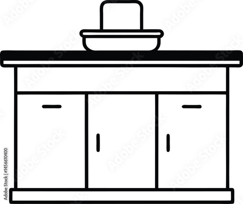 kitchen island icon line art vector illustration