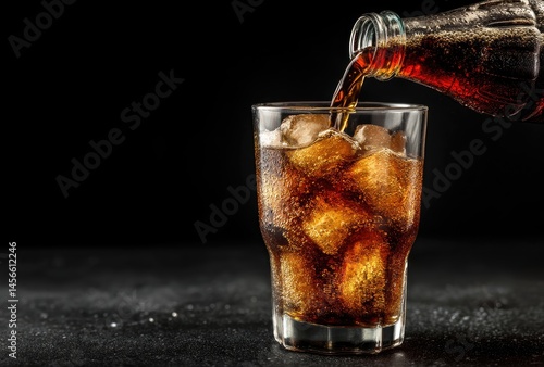 Wallpaper Mural Glass filled with iced cola as it pours from a glass bottle, surrounded by bubbles and condensation, ideal for soft drink branding, summer ads, or beverage packaging Torontodigital.ca