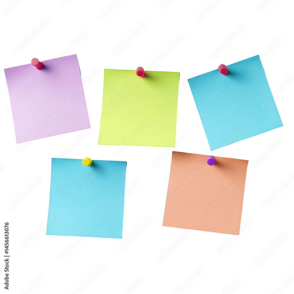Group Of Colorful Sticky Notes isolated on a transparent background Group Of Colorful Sticky Notes isolated on a transparent background