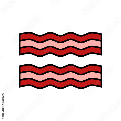 Bacon Meat Food Pork Line Icon Breakfast Cooking Restaurant Flat Outline Vector Editable Easy to Edit