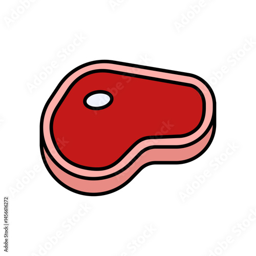 Meat Steak Food Protein Line Icon Cooking Butcher Restaurant Flat Outline Vector Editable Stroke Easy to Edit