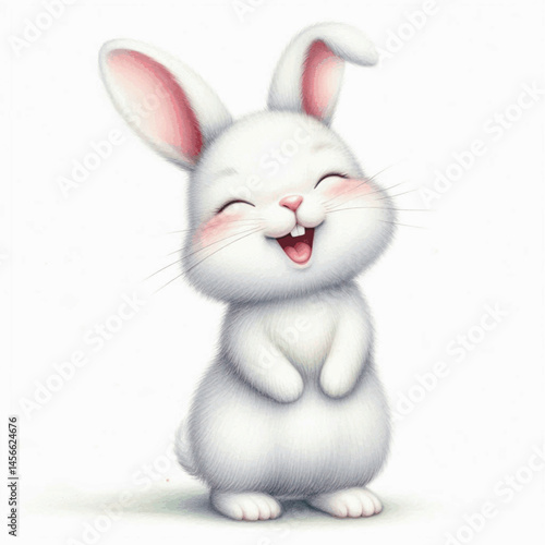 Chuckling Cotton Tail rabbit laughs and is happy isolated watercolor vector illustration svg